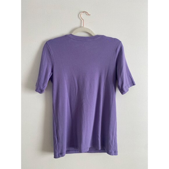 Chico's Purple V-Neck Short Sleeve True Color Tee Size 1 Cotton/Spandex Blend - Picture 2 of 5